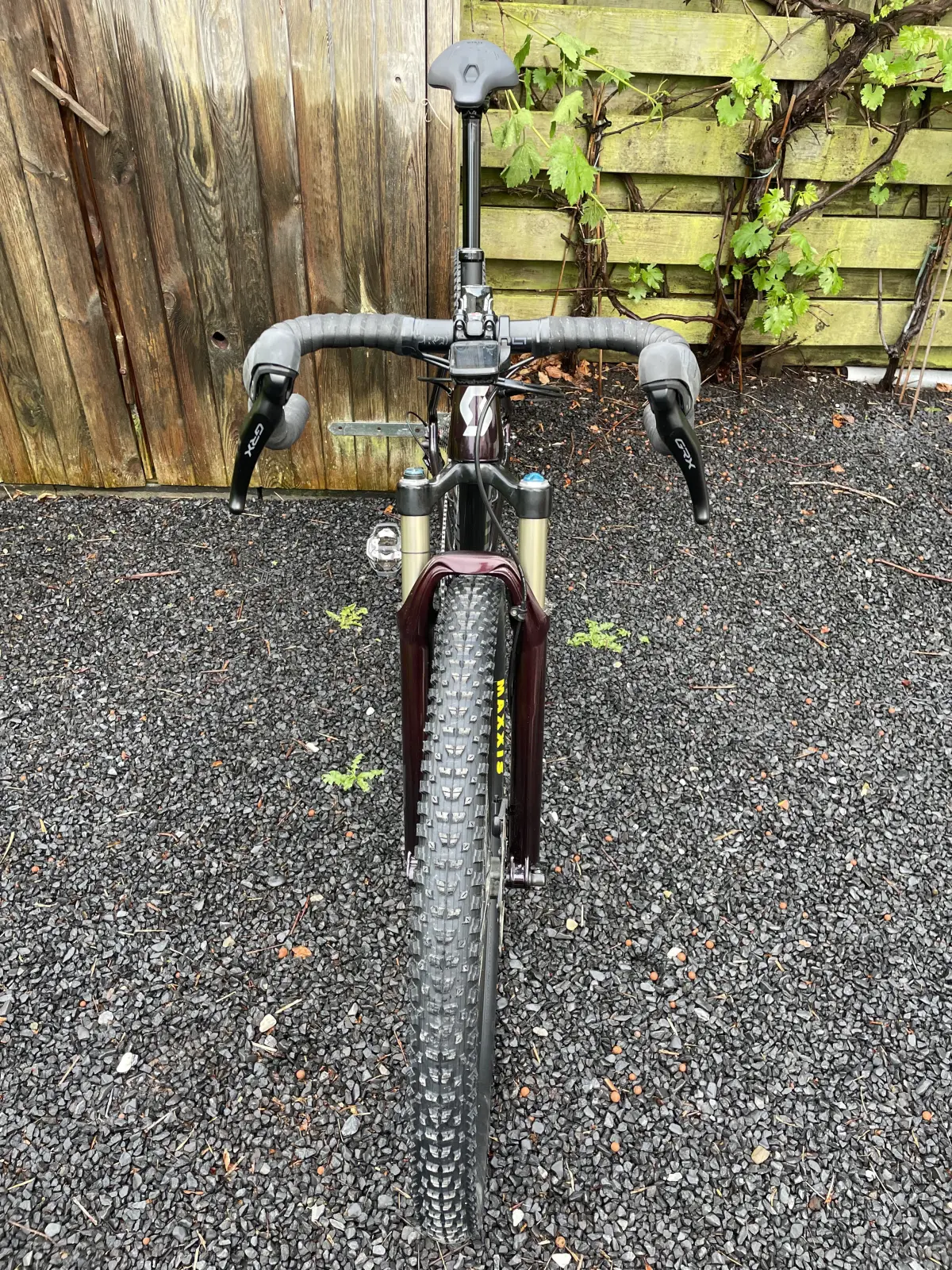 Finished Scott Scale gravel bike, front view