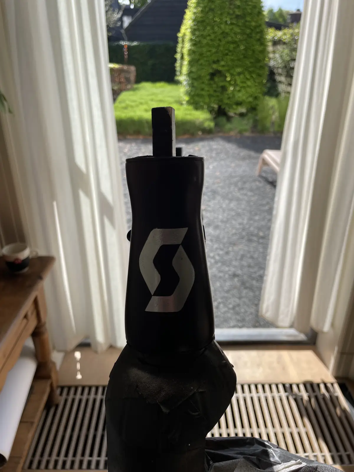 Final chrome S-icon on the head tube after stencil removal