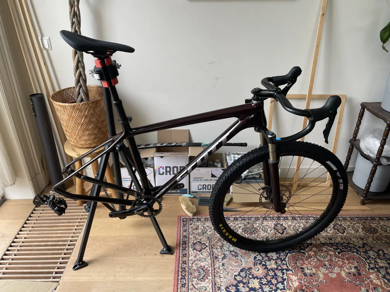 Frame back together with fork, seatpost and handlebars in place