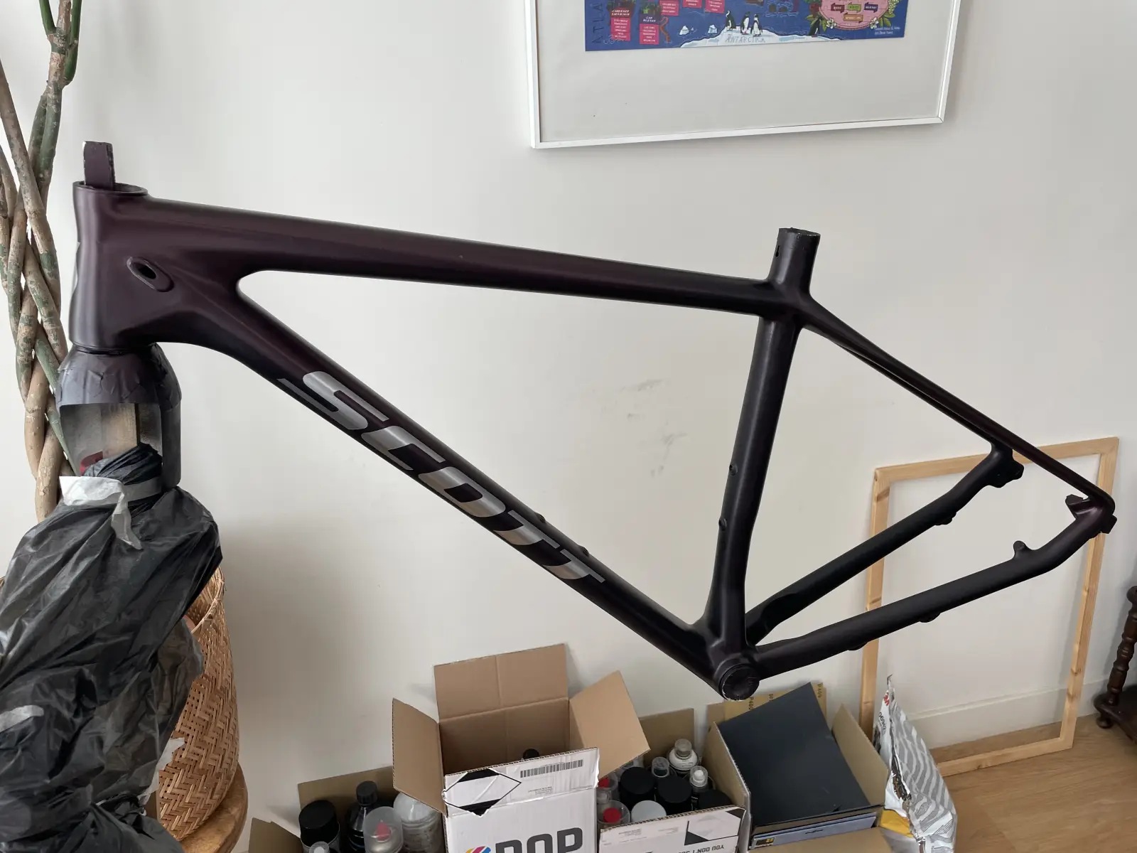 Frame with all chrome decals down, no clear coat yet